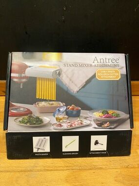 Antree Stand Mixer Pasta Roller & Cutter Attachment - White/Silver